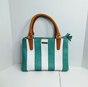 Hue & Ash teal and white handbag